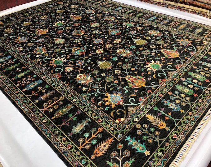 9x12 Feet Kazak Handmade Afghan Rug, 100% made of Wool