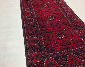 Runner Rug, Hallway Carpet, Authentic Blue Khamyab Afghan Rug, Persian Styled Carpet | 3x10 feet