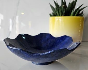 20 Cm Hand crafted lapis lazuli bowl shape stunning royal blue color handmade bowl from badakhshsan afghanistan, Gemstone, healing stone