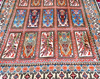 3.4 x 5 ft handmade afghan rug, rugs for living room, farmhouse decor, hall runners, bed plans, kawaii rug, peacock rug, gothic home decor