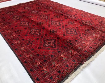 6x8 Feet Handamde Afghan rug Persian Styled Red Carpet, Khal Mohammadi Designed