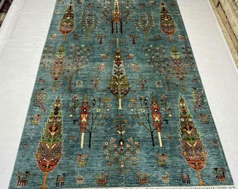Handmade Afghan Rug 6.6x9.5 ft, Ghazni Wool Area Rug, Hazara Hand Knotted Carpet, Large Oriental Rug, Soft Durable Afghan Wool