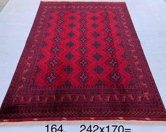 6X8 Ft Highest quality Double Knotted Beljik Soft Well-made Afghan Merino Handmade Area Rug, Hand-knotted Oriental Geometric Rug