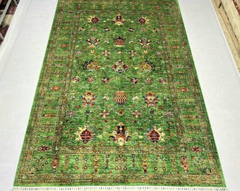 High Quality Fine Handmade Knotted Mamluk design Afghan Rug with Soft Wool.