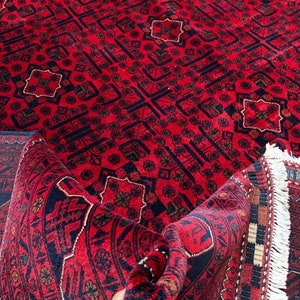 10x13 ft excellent quality khamyab  handmade afghan rug, turkman red rug, turkmen rug, persian red rug, area rug, oriental rug, khorasan