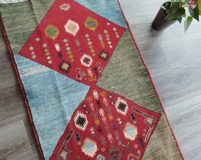 Small rug Afghan Handmade Rug, patio rug, fall, rug runner, sumak rug, antique distressed persian rug, Valentine's gift, moroccan rug
