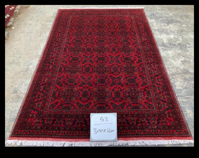 7x10 Handamde Afghan rug Persian Styled Red Carpet, Khal Mohammadi Designed