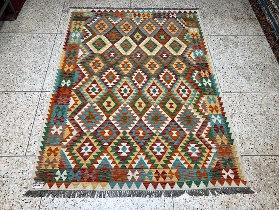 7x10 Afghaanse kelim sumak home decor tapijt antieke - België