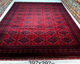 Afghan rug 10 x 13 ft excellent quality khamyab handmade rug, turkman red rug, turkmen rug, persian rug, area rug, oriental rug, afghan rug