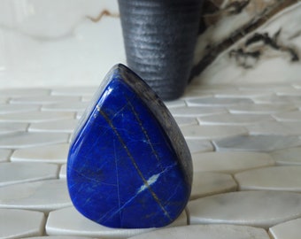 Tumbled Stone Lapis Lazuli Free Form, Raw Natural Blue Stone, soothe migraines, Strength, birthday gift, Love, polished slab, slate