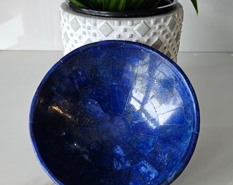 12 Cm Hand Crafted Lapis Lazuli Bowl Ovel Shape Stunning Royal Blue Color Handmade bowl from Badakhshsan Afghanistan