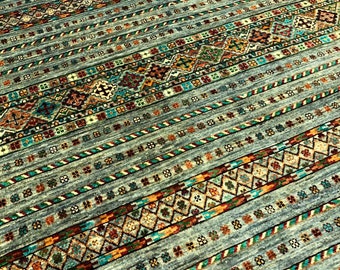 10x8 Feet Top Quality Mamluk Handmade Afghan Rug, Persian Designed from Tribal Ghazni | Living room Carpet, Neon Colored