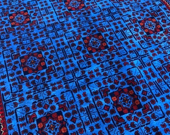 Authentic Blue Khamyab Afghan Rug, Persian Styled Carpet | 7x10 feet