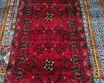 Afghan handmade runner rug, excellent quality of natural wool. Persian designed, long lasting, durable and hand-knotted