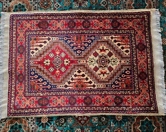 2x3 Small rug Afghan Handmade Rug, Merino rug, fall, rug 2x3, kids rug, antique distressed persian rug, Valentine's gift, moroccan rug