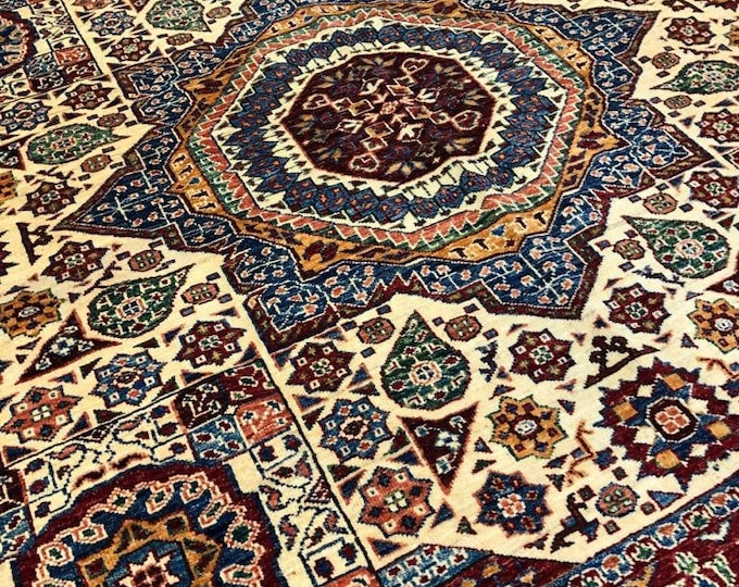 Handmade super kazak afghan area rug 8'43" x 10'52"