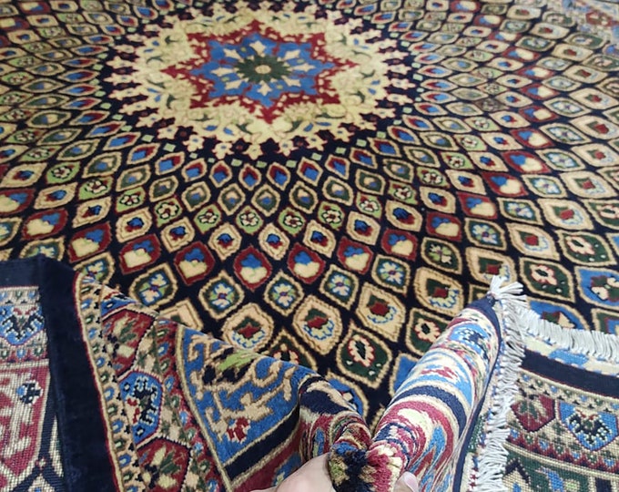 7x10 abstract rug, teal rug, kitchen rug, red rug, wool rug, sumac rug, kilim rug, vintage flower shape rug, antique distressed persian rug