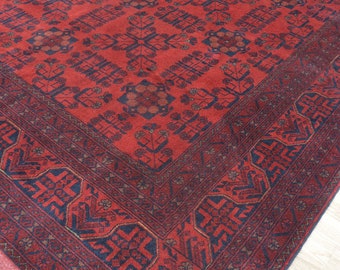 Afghan Tribal Rug 7 x 9'6 Ft Oriental Handmade Khal Mohammadi Turkoman Carpet, Persian Rug, Turkish Rug, Turkmen Rug, Baluch Rug, Morrocan