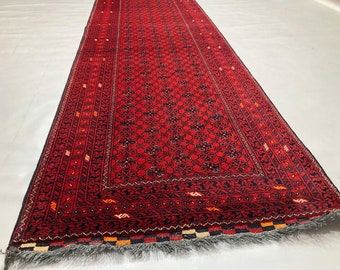 13 feet Afghan red handmade carpet, Artisan floor coverings, Vintage-style rugs, Aztec rug, Moss rug, Natural fiber textiles, Persian rug