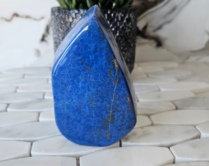 A++ Lapis Lazuli Free Form, Raw Natural Blue Stone, polished slab, Relieves Stress, Relaxation Emotions, floors and walls, amplification