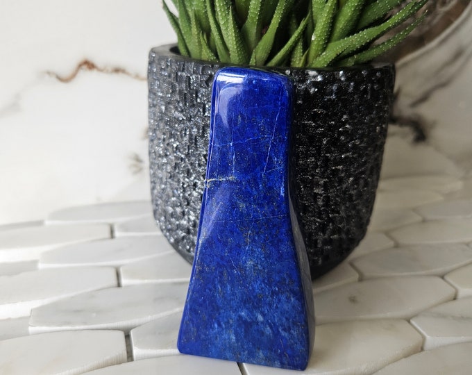 A++ Lapis Lazuli Free Form, Raw Natural Blue Stone, Amethyst, large bead, Crystal decor, intuition, pebbles, leadership, Stone Slice