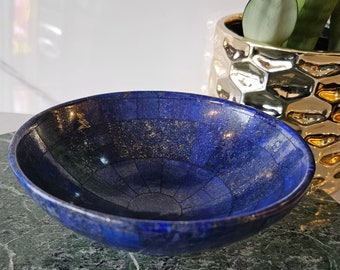 15 Cm Hand crafted lapis lazuli bowl shape stunning royal blue color handmade bowl from badakhshsan afghanistan, Gemstone, healing stone