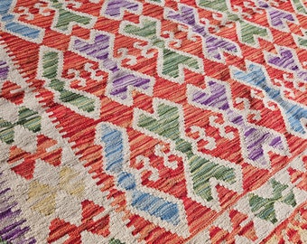 Colorful kilim rug, Afghan handmade kelim 100% Wool