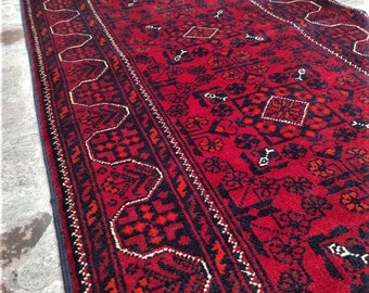 13 feet Afghan red handmade carpet, Artisan floor coverings, Vintage-style rugs, Aztec rug, Moss rug, Natural fiber textiles, Persian rug