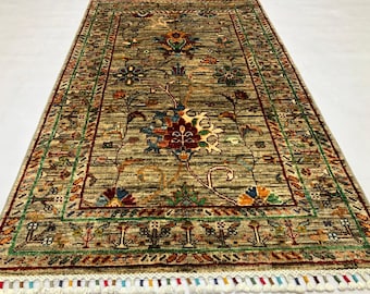 5'4x3'2 Mamluk Afghan Rug Handmade Rug | Modern rug, Bohemian rug, Medallion era rug, Vintage-style rugs, Braided rugs, Antique distressed