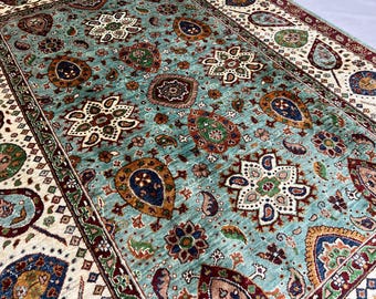 Handmade Traditional Afghan Kazak Carpet, Super Fine Handmade Area Living Room Rug