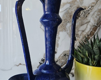 18 In Gorgeous Lapis lazuli Gemstone Wine Jug, Handmade Afghanistan Vintage Teapot, Healing natural crystal Decor, Lapis Lazuli Decor