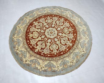 6.5 Feet Handmade Circle Shaped Afghan Rug, inspired by Persian designed, Very High Quality of Chobi Wool, Perfect Rug for a Living Room