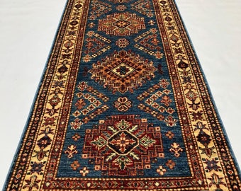 3x10 Feet Runner Kazak Handmade Afghan Rug, 100% made of Wool