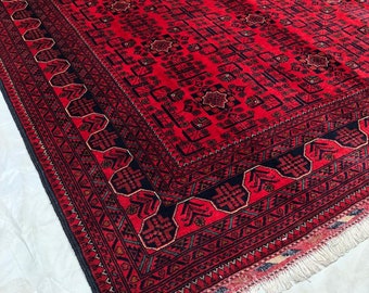 Traditional 10x7 Feet Top Quality Khamyab Handmade Afghan Rug, Persian Designed from Tribal Ghazni | Living room Carpet, Neon Colored