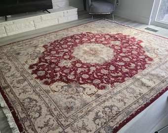 Persian rug Red Nain design, Medallion Nain, Rugs Persian, 8X10 Persian rug, Turkish rug, Red rug Persian, authentic Persian rug