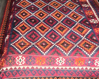 7'9X12'3 Afghan Kilim Rug, Big Size rug, Kilim Rug, rug, Turkish rug, Living room rug, knit design, home office, new home gift, homemade