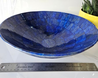 30 Cm Hand Crafted Lapis Lazuli Bowl Ovel Shape Stunning Royal Blue Color Handmade bowl from Badakhshsan Afghanistan