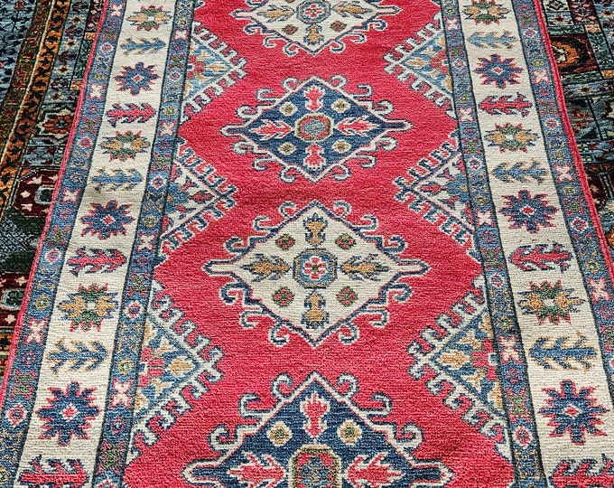 Runner rug Kazak Rug 2.8X9.10 Ft Afghan Caucasian Rug | Area Rug Large | Vintage Rug | Afghan rug | Persian rugs | Turkmen rug | kilim rugs