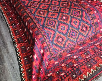 8x13 Afghan Kilim Rug, washable rug, home planner, home decor modern, boho rug, deco -handmade, Navajo rug, Bridesmaid gifts