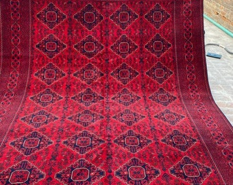 8x12 Ft Khamyab High-quality floor rug, Big size rug, Bokhara Turkmen rug, Red Persian decor rug, Soft Woolen Living room rug, Afghan Rug