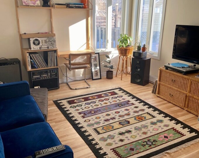 5x7 Afghan Wool Kilim, turkish rug, small rug, entrance rug, doormat rug, | Natural Dyes and Wool | Bedroom Rug | Rugs for Living Room