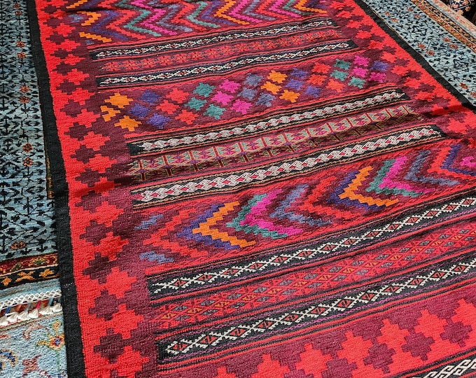 3'7x10 Afghan Kilim rug, vintage rug, Ethnic Rug, midcentury rug, home depot, oriental rug, Crafts For Adults, shag rug, Arts and Crafts