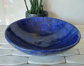 15 Cm Hand crafted lapis lazuli bowl shape stunning royal blue color handmade bowl from badakhshsan afghanistan, Gemstone, healing stone