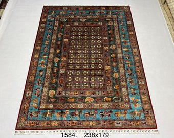 Handmade Traditional Afghan Kazak Carpet, Super Fine Handmade Area Living Room Rug