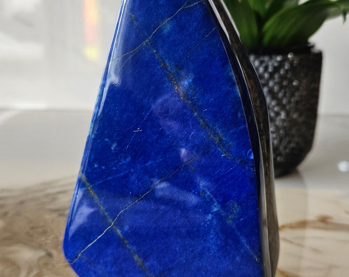 Free Form A++ Lapis Lazuli, Lapis Freeform, Polished Tumble, Confidence, Grounding, blue stone, crystal gift, loose stone, Lapis Palm Stone