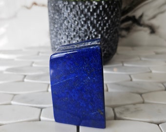 A++ Lapis Lazuli Free Form, Raw Natural Blue Stone, Self Expression, Amethyst, Femininity, Boho, loose stone, polished slab, royal blue