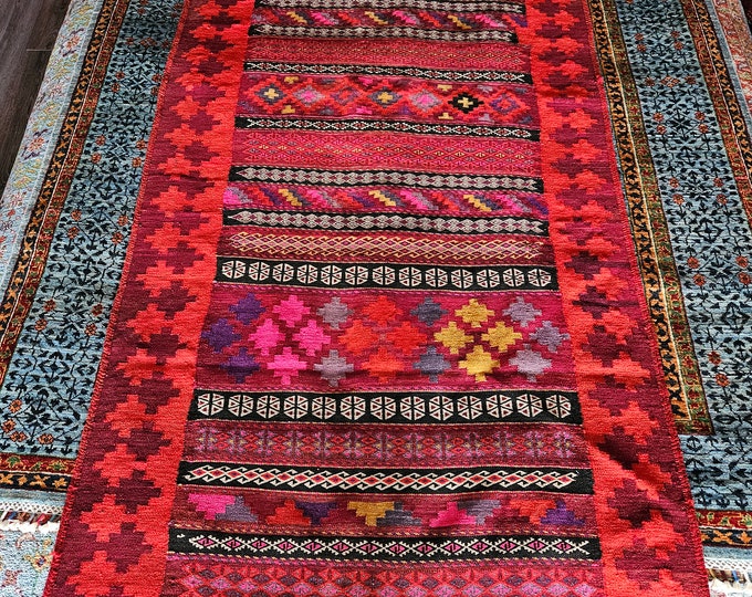 3x10 Afghan Kilim rug, reading rug, blankets, aztec rug, medallion rug, yoga rug, wool rug, safavieh handmade, DIY, 70s rug, gift for her