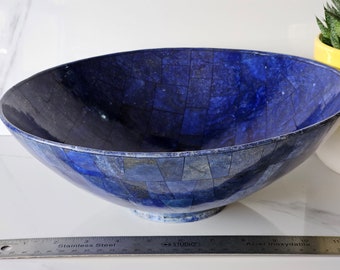 30 Cm Hand Crafted Lapis Lazuli Bowl Ovel Shape Stunning Royal Blue Color Handmade bowl from Badakhshsan Afghanistan