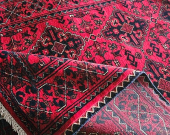 Handmade afghan khamyab brand new red runner area rug, tribal rug, red persian carpet, living room rug, turkish style,