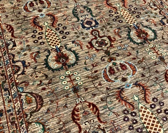 6x9 Feet Top Quality Mamluk Handmade Afghan Rug, Persian Designed from Tribal Ghazni | Living room Carpet, Beige Colored